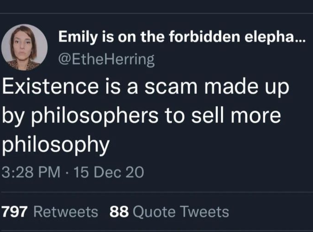 Existence is scam made up by philosophers to sell more philosophy